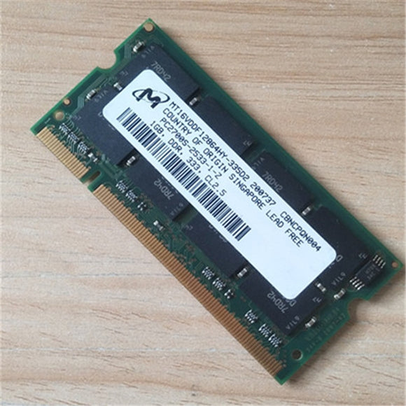 Micron memoria DDR1 RAMS 1GB 333MHz Laptop memory PC2700S 1GB DDR 333MHz CL2.5 used ram for notebook